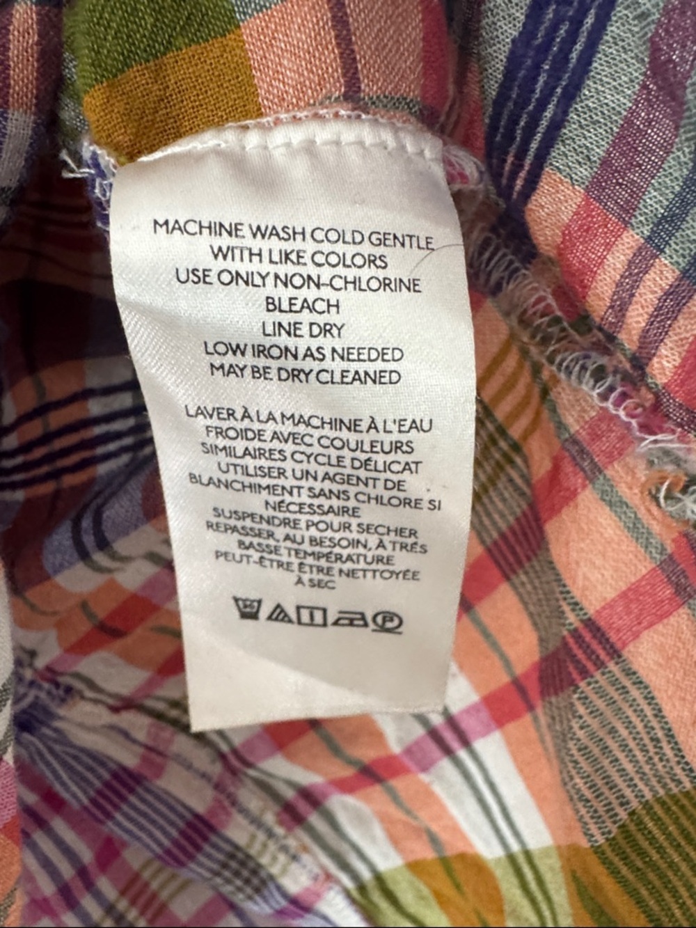 Pilcro Anthropologie 100% Cotton Multicolor Plaid Popover Top with Cinched Back - Picture 3 of 8